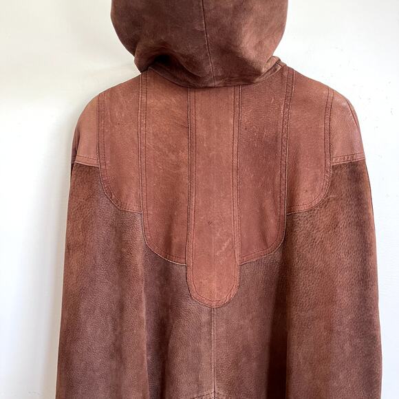 Vintage Suede Renaissance Womens Cape Cloak Size O/S Brown Western Boho Hooded - Picture 5 of 13